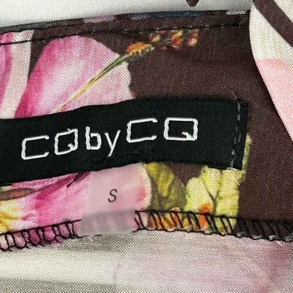 CQ BY CQ Mixed Media Floral Geo Dress with puff sleeves shoulder bows size Small - Picture 2 of 10